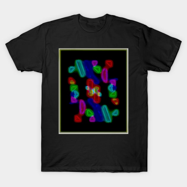 Neon Fragments Four T-Shirt by andalaimaging